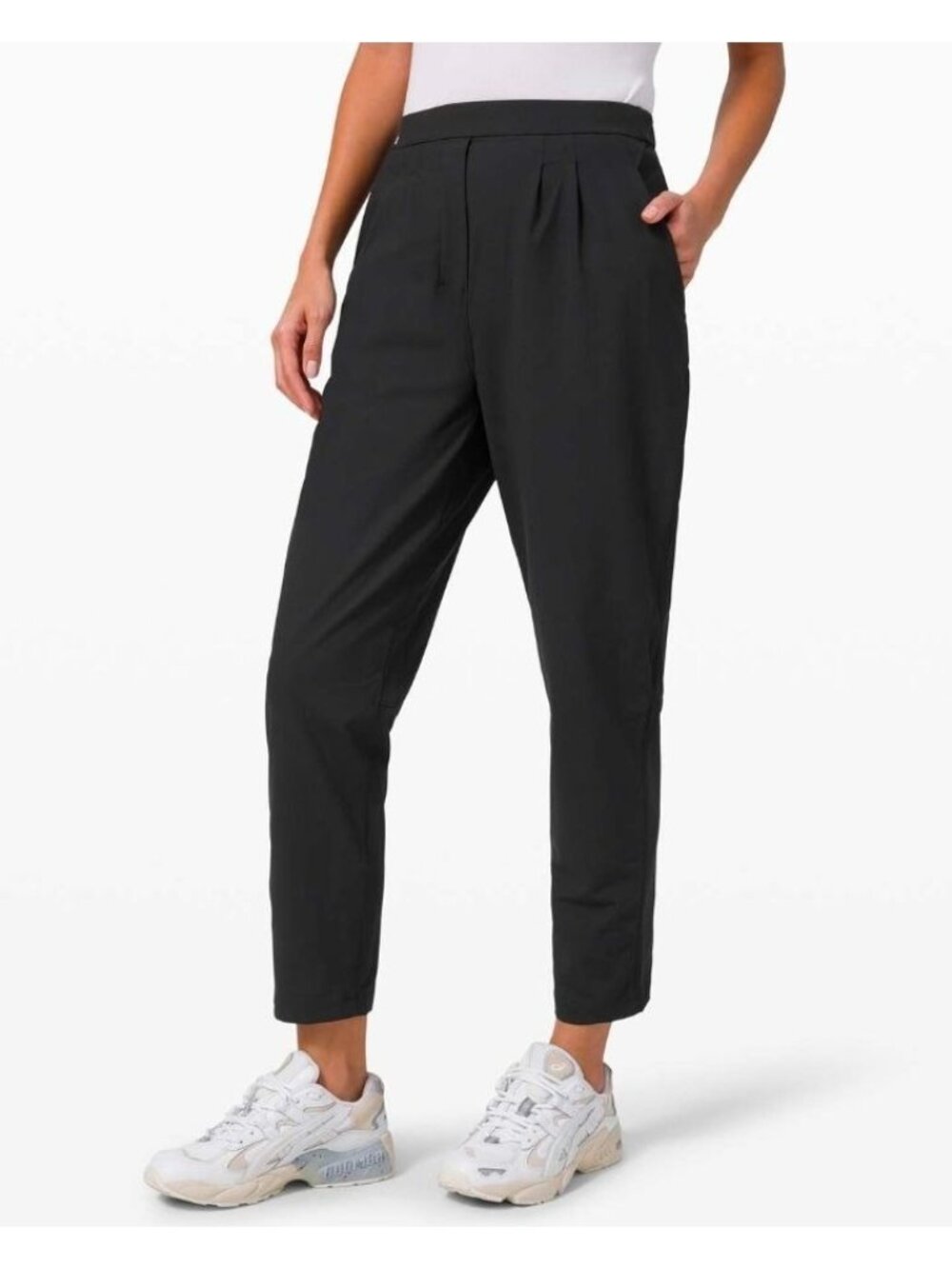 Lululemon Womens Esssential High Rise Trouser Black Pants Size 4 Pleated Front